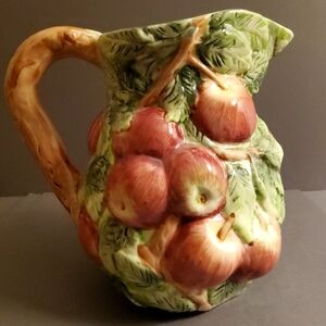 Majolica Pottery Apple Pitcher by World Bazaar
